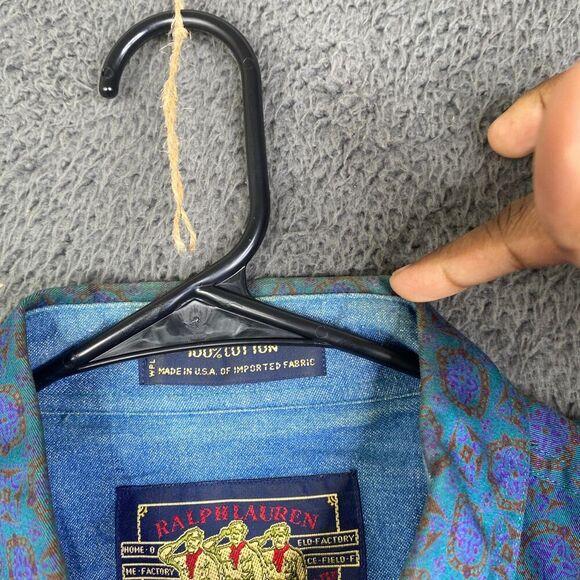 Vintage Ralph Lauren Chaps Mens L Large AOP Abstract Button Down Dress Shirt USA - Picture 7 of 10